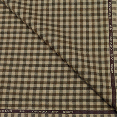 Tweed Blazer Fabric OCM Wool Blended Check Colour Beige N Brown