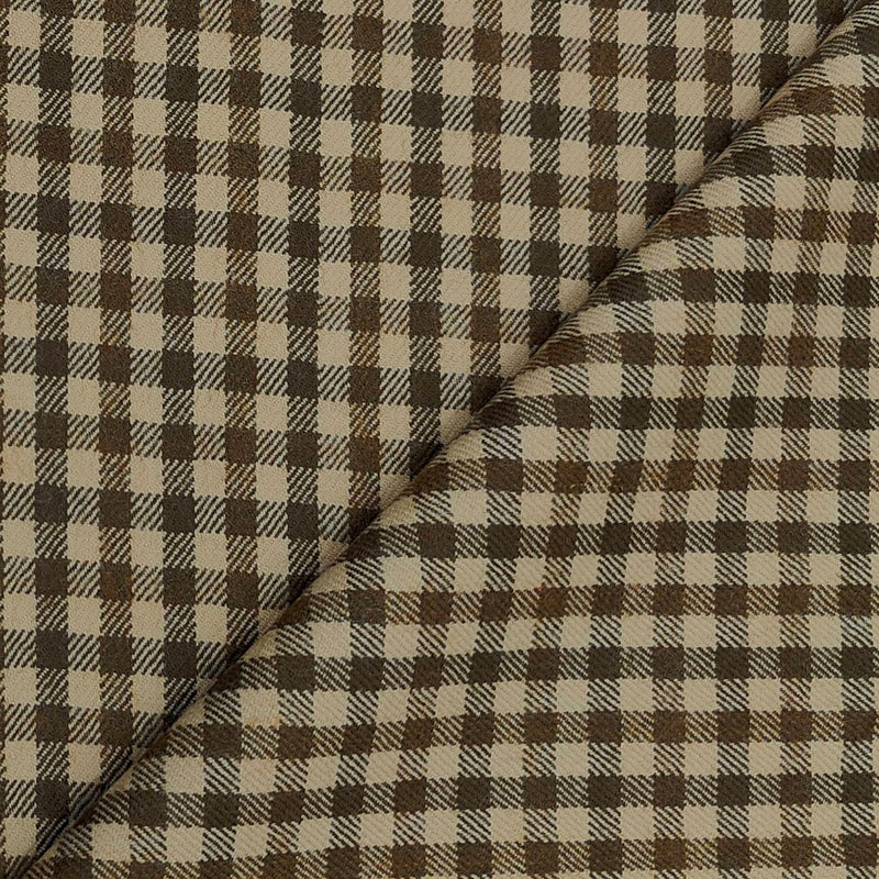 Tweed Blazer Fabric OCM Wool Blended Check Colour Beige N Brown