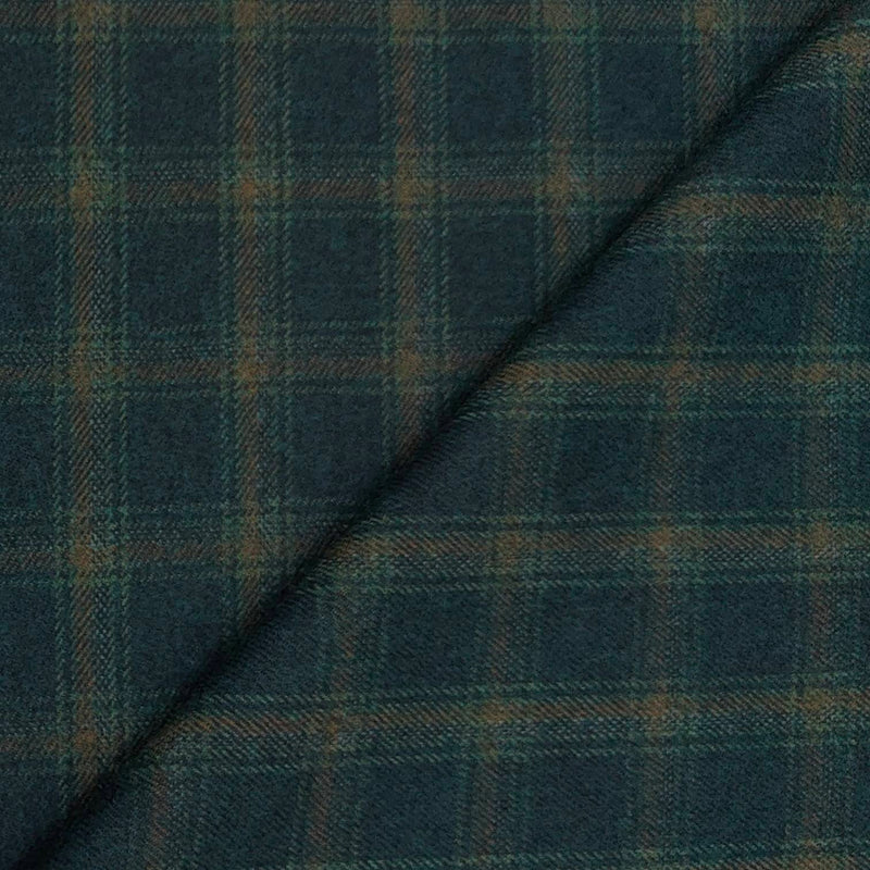 Tweed Blazer Fabric OCM 100% Wool Check Colour Dark Green