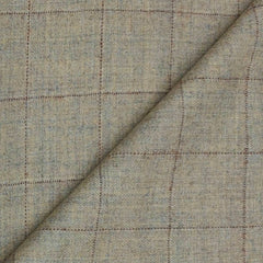 Tweed Blazer Fabric OCM 100% Wool Check Colour Greige
