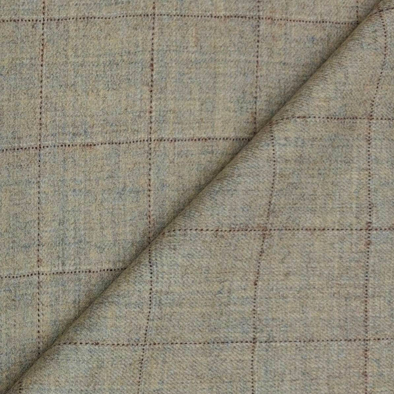 Tweed Blazer Fabric OCM 100% Wool Check Colour Greige