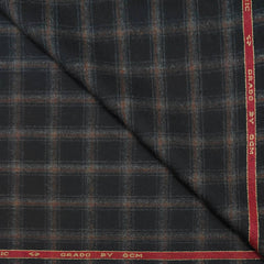 Tweed Blazer Fabric OCM Super Fine count 100% Wool Check Colour Charcoal Grey N Light Brown