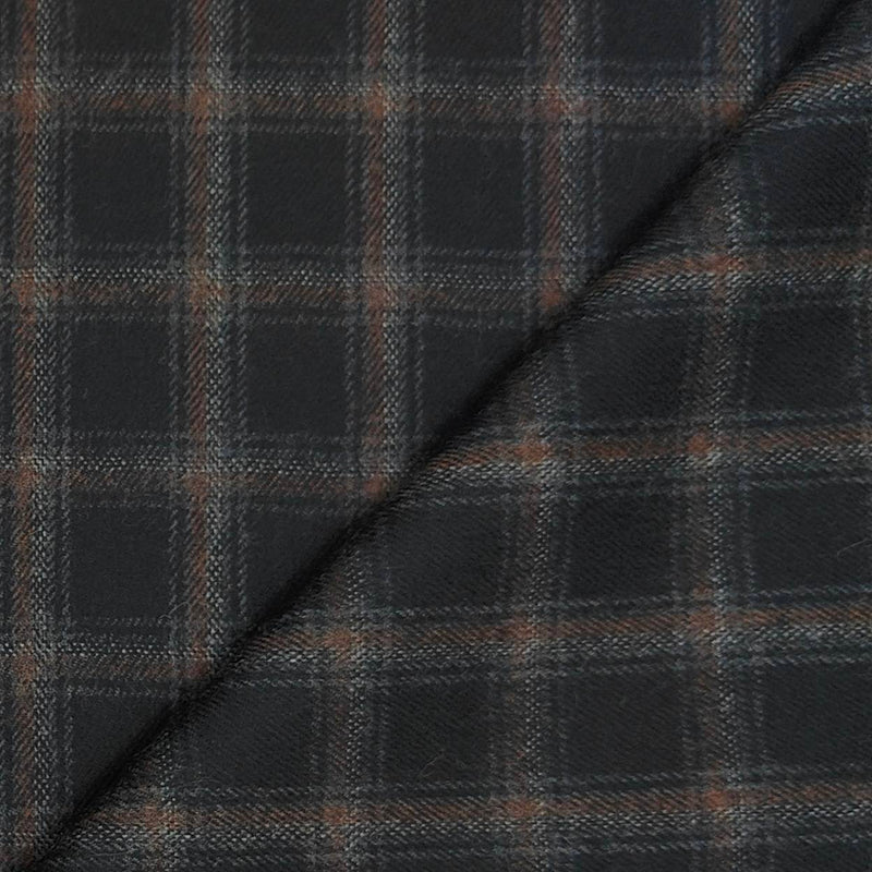 Tweed Blazer Fabric OCM Super Fine count 100% Wool Check Colour Charcoal Grey N Light Brown