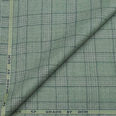 Tweed Blazer Fabric OCM 100s count 100% Wool Check Colour Tea Green