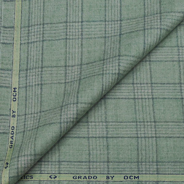 Tweed Blazer Fabric OCM 100s count 100% Wool Check Colour Tea Green