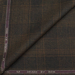 Tweed Blazer Fabric OCM Super Fine count 100% Wool Check Colour Brown