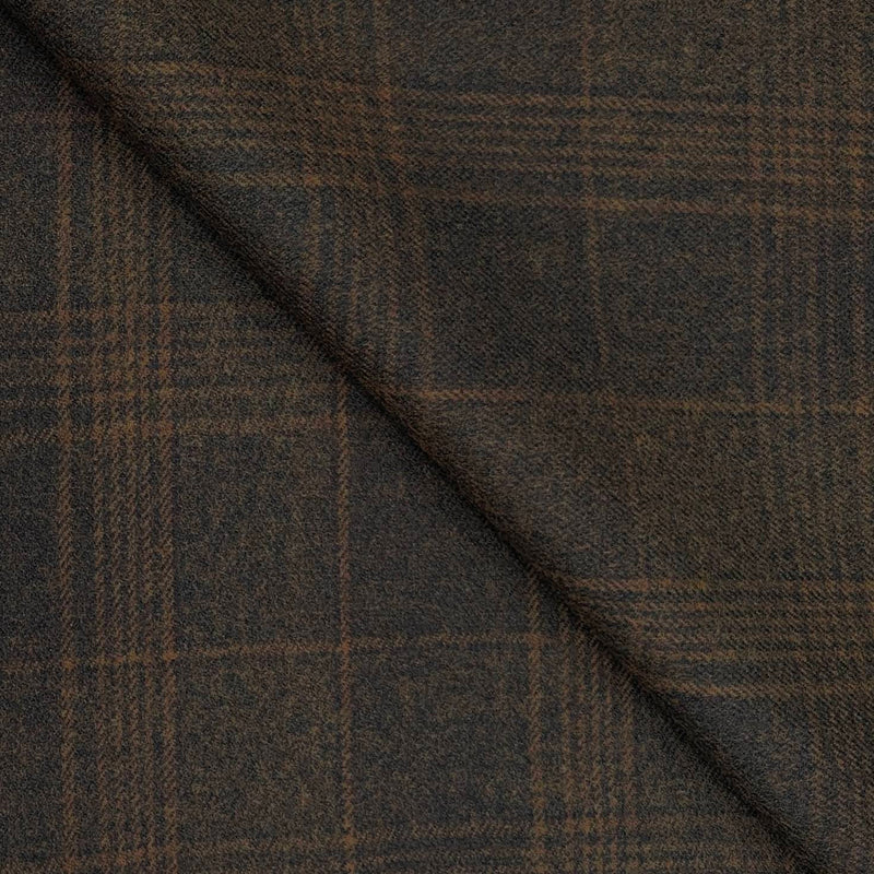 Tweed Blazer Fabric OCM Super Fine count 100% Wool Check Colour Brown