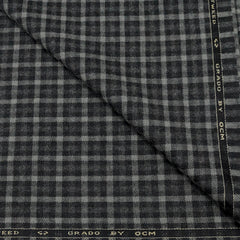 Tweed Blazer Fabric OCM Super Fine count 100% Wool Check Colour Silver N Grey