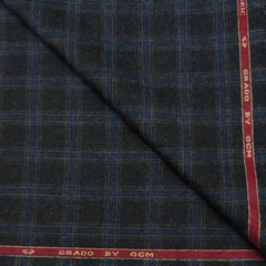 Tweed Blazer Fabric OCM Super Fine count 100% Wool Check Colour Navy Blue N Grey