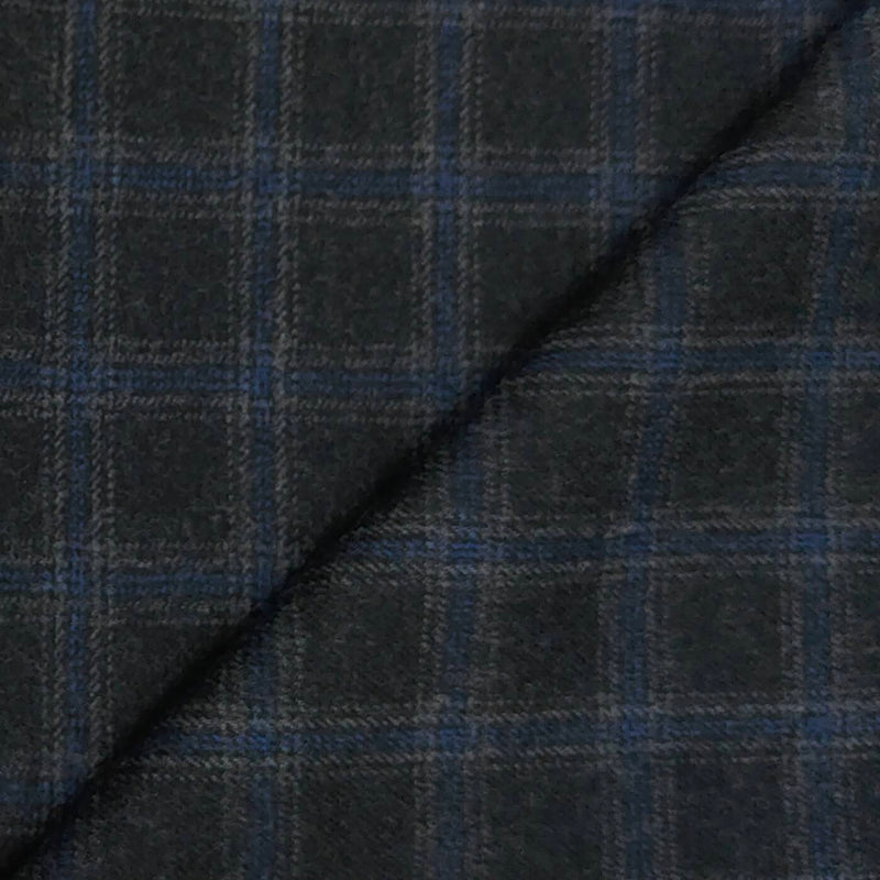 Tweed Blazer Fabric OCM Super Fine count 100% Wool Check Colour Navy Blue N Grey