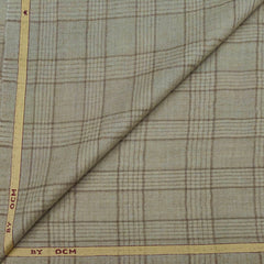 Tweed Blazer Fabric OCM 100s count 100% Wool Check Colour Stix Greige