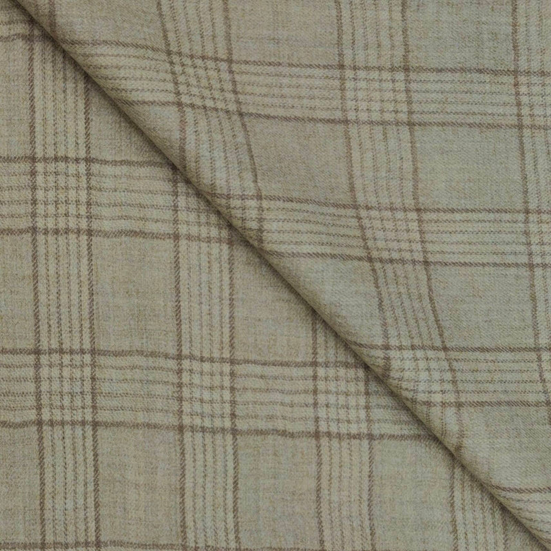 Tweed Blazer Fabric OCM 100s count 100% Wool Check Colour Stix Greige