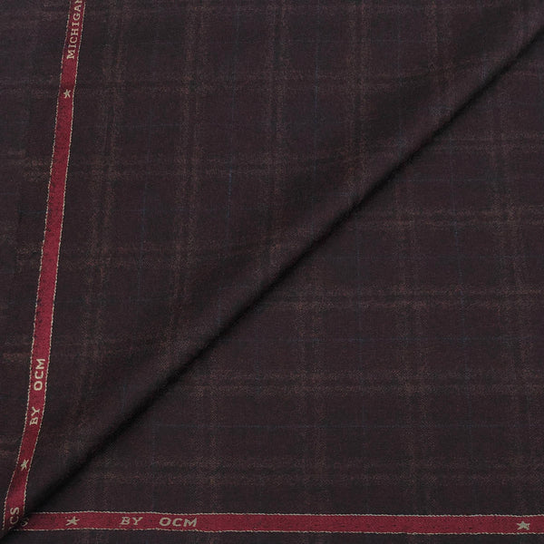 Tweed Blazer Fabric OCM 100s count 100% Wool Check Colour Walnut Brown