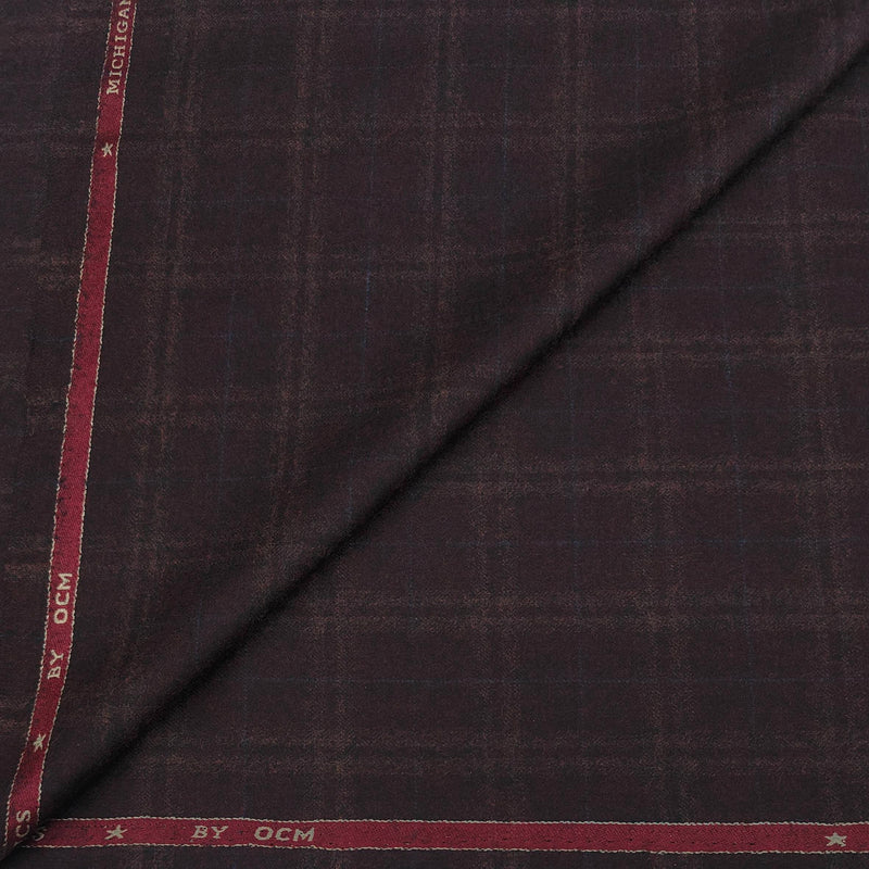 Tweed Blazer Fabric OCM 100s count 100% Wool Check Colour Walnut Brown