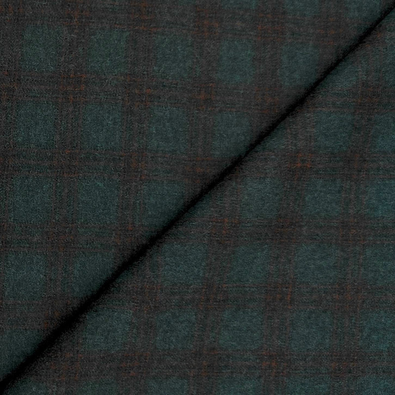Tweed Blazer Fabric OCM 100s count 100% Wool Check Colour Dark Teal Green