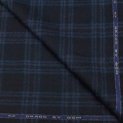Tweed Blazer Fabric OCM Super Fine count 100% Wool Check Colour Dark Blue