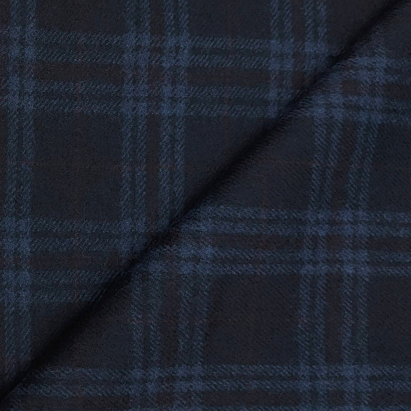 Tweed Blazer Fabric OCM Super Fine count 100% Wool Check Colour Dark Blue