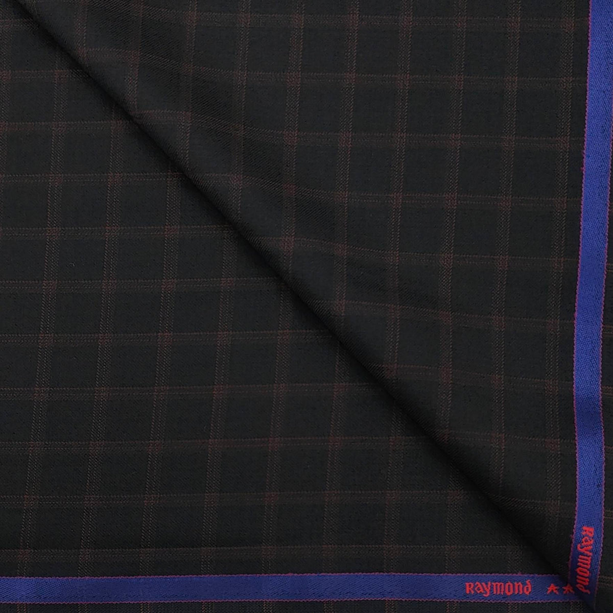 Suit Fabric Raymond Super 100s Wool Blended Check Color Caput Mortuum