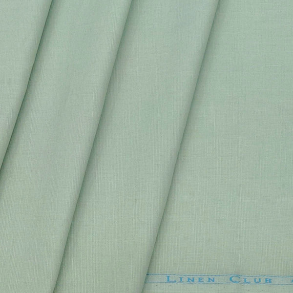Linen Club Linen Blended Plain Shirt Fabric Colour Gin Green