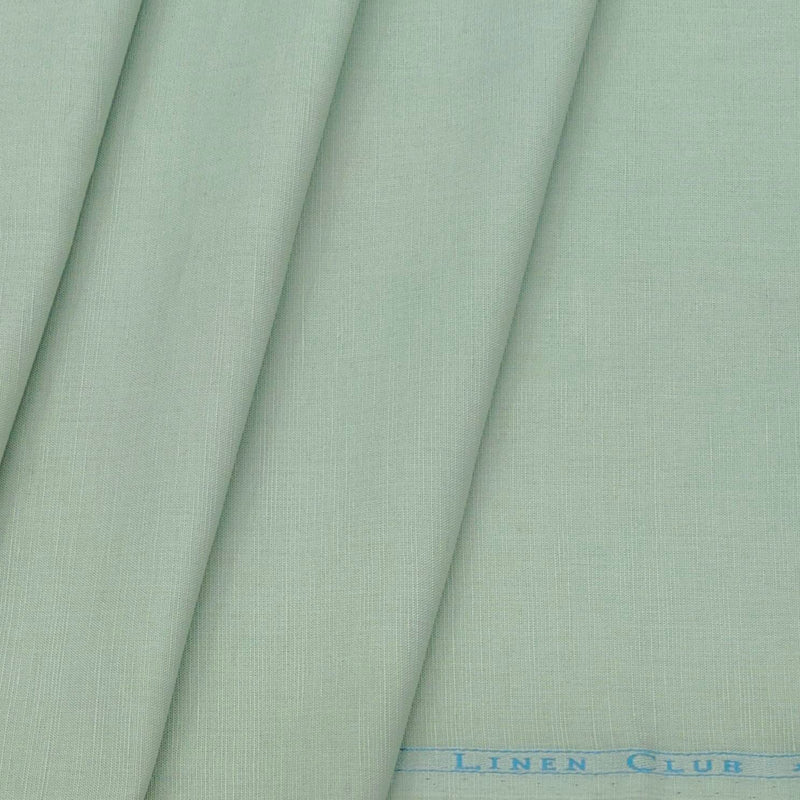Linen Club Linen Blended Plain Shirt Fabric Colour Gin Green