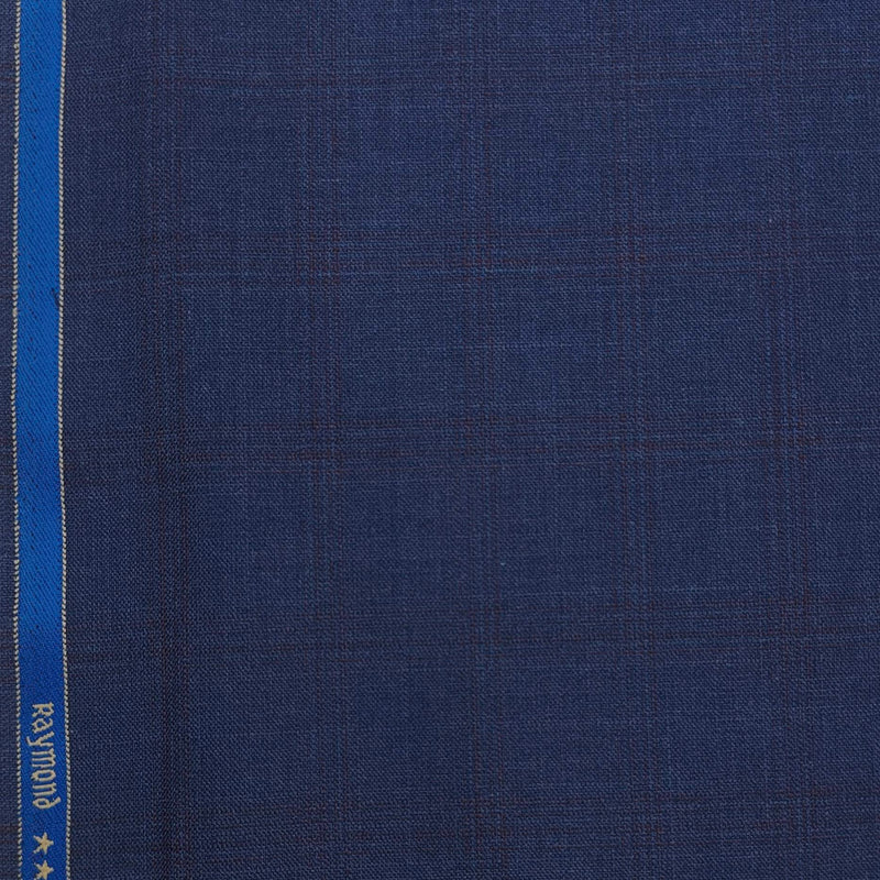 Suit Fabric Raymond 100s Count PV Check Color Denim Blue