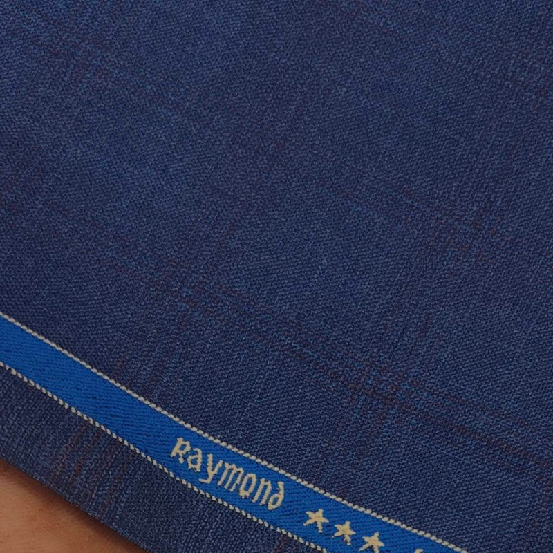 Suit Fabric Raymond 100s Count PV Check Color Denim Blue