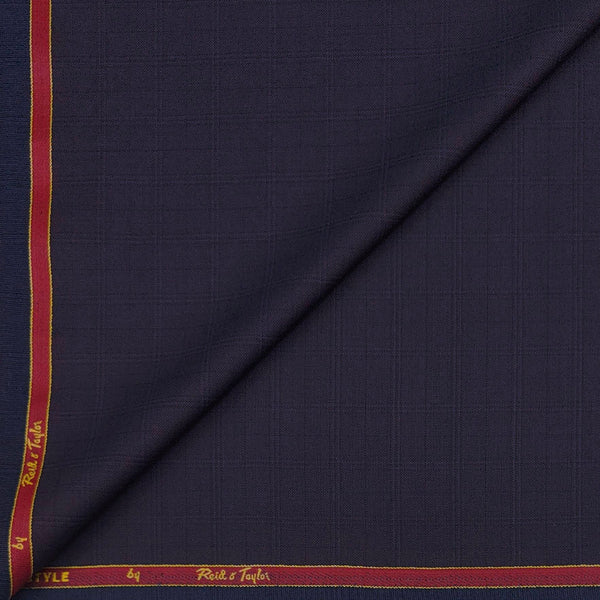 Suit Fabric Reid & Taylor 100s Wool Blended Check Color Blue N Wine