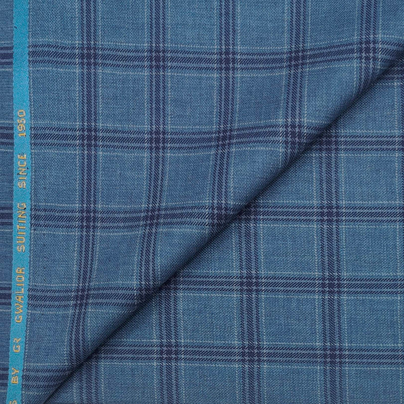 Suit Fabric Gr Gwalior PV Check Color Denim Blue