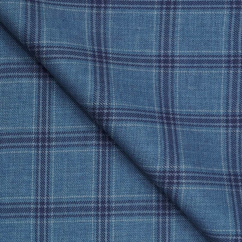 Suit Fabric Gr Gwalior PV Check Color Denim Blue