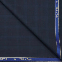 Suit Fabric Reid & Taylor 100s Wool Blended Check Color Passport Blue