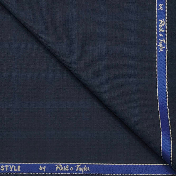 Suit Fabric Reid & Taylor 100s Wool Blended Check Color Passport Blue