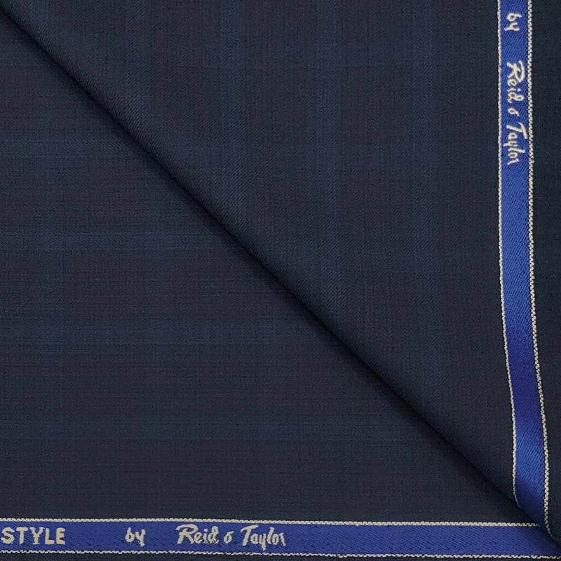 Suit Fabric Reid & Taylor 100s Wool Blended Check Color Passport Blue