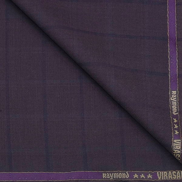 Suit Fabric Raymond Super 70s Wool Blended Check Color Plum Wine