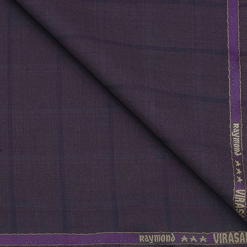 Suit Fabric Raymond Super 70s Wool Blended Check Color Plum Wine