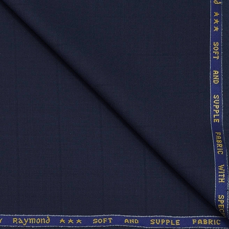 Blazer Fabric Raymond Poly Viscose Check Colour Dark Blue
