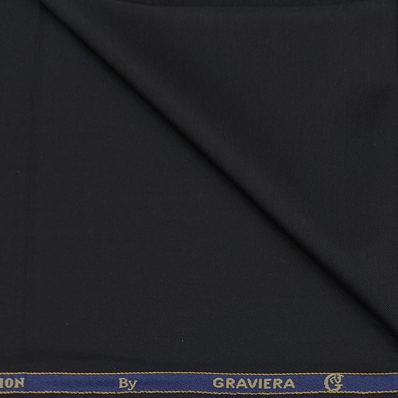 Blazer Fabric Graviera Poly Viscose Plain Colour Black