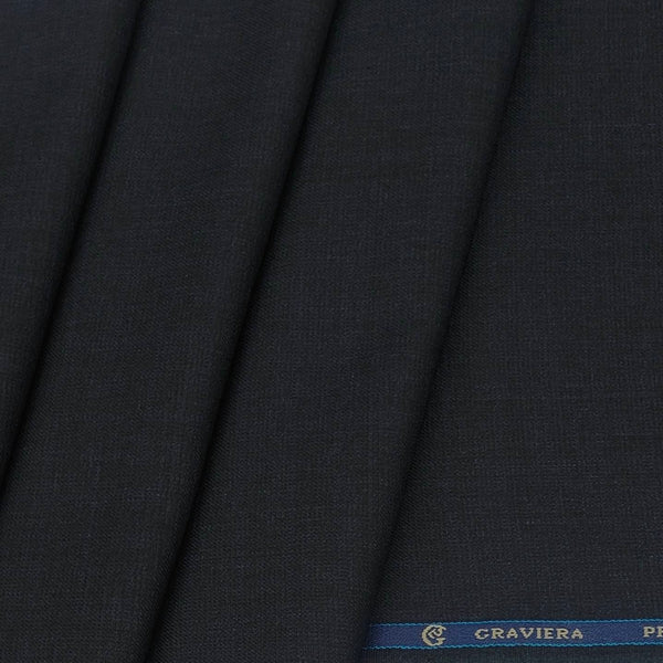 Blazer Fabric Graviera Poly Self Texture Check Colour Prussian Blue