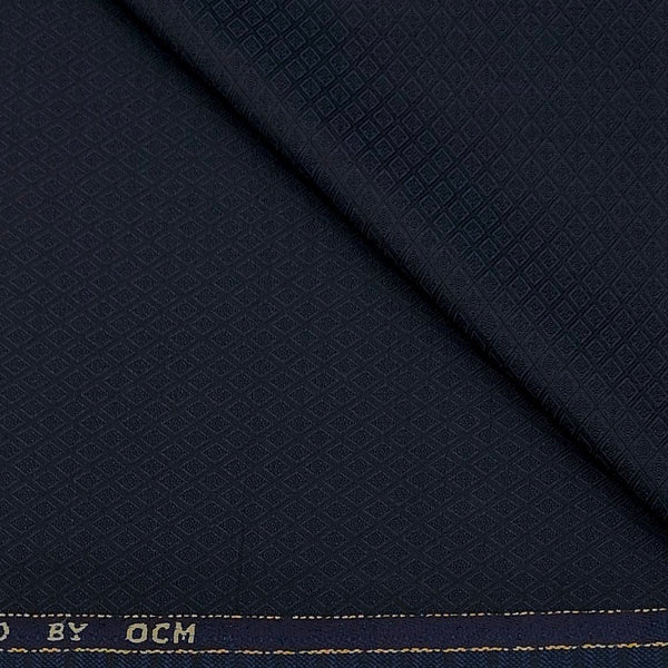 Blazer Fabric OCM Super 100s count Wool Blended Broad Dobby Colour Midnight Blue
