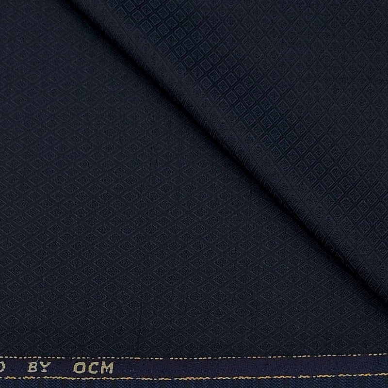 Blazer Fabric OCM Super 100s count Wool Blended Broad Dobby Colour Midnight Blue