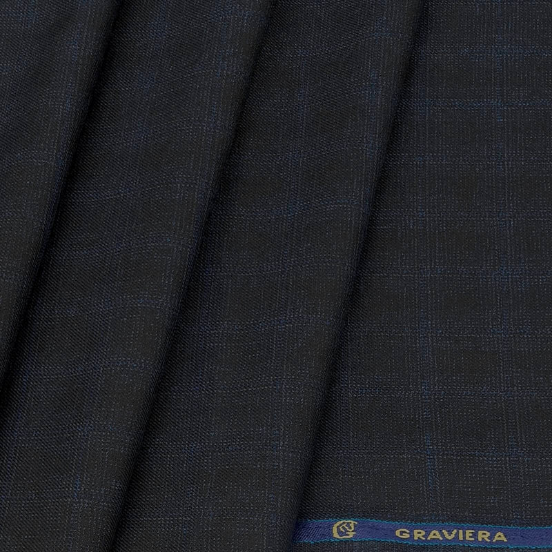 Blazer Fabric Graviera Poly Viscose Check Colour Bluish Grey