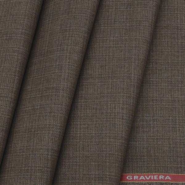 Blazer Fabric Graviera Poly Viscose Mild Check Colour wood Brown