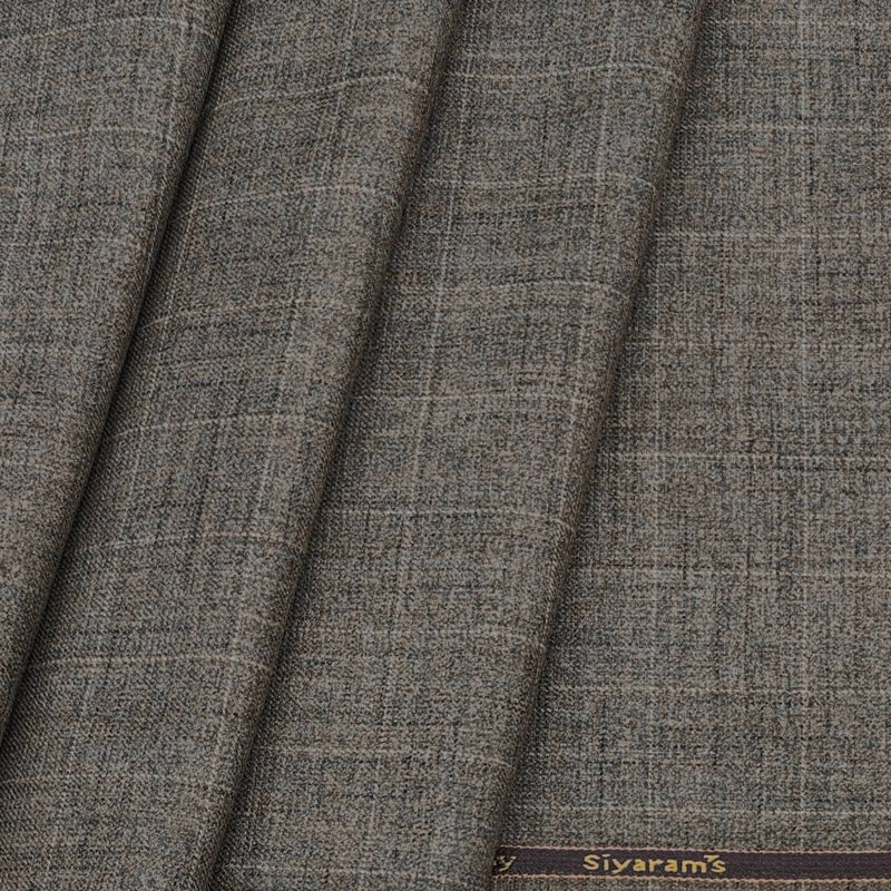 Koti Fabric Siyaram Poly Viscose Broad Check Colour wood Brown