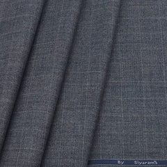 Koti Fabric Siyaram Poly Viscose Broad Check Colour Blueish Grey