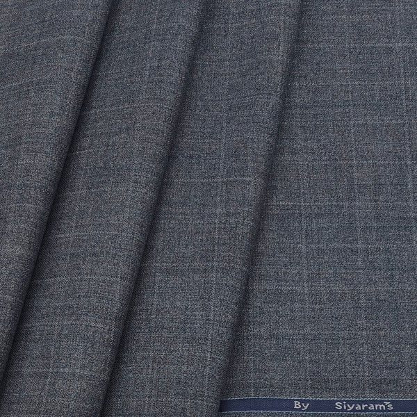 Koti Fabric Siyaram Poly Viscose Broad Check Colour Blueish Grey