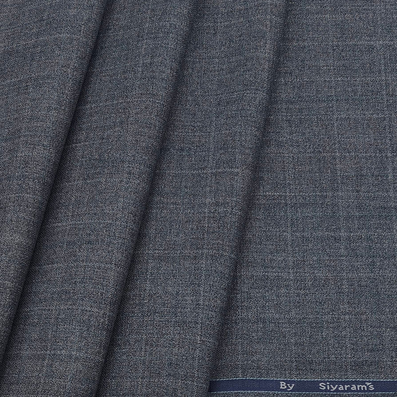 Koti Fabric Siyaram Poly Viscose Broad Check Colour Blueish Grey
