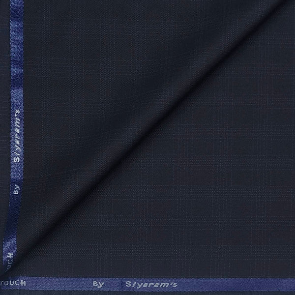 Koti Fabric Siyaram Poly Viscose Mild Check Colour Space Blue