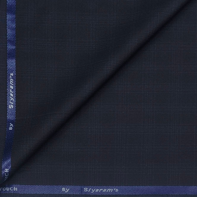 Koti Fabric Siyaram Poly Viscose Mild Check Colour Space Blue