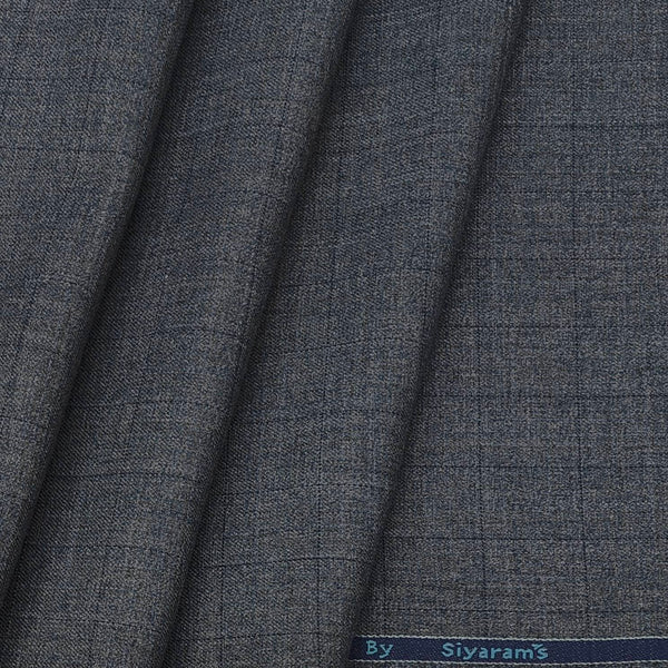 Koti Fabric Siyaram Poly Viscose Check Colour Greyish Blue