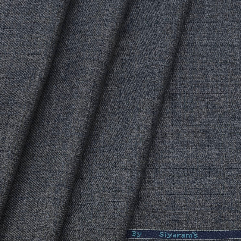 Koti Fabric Siyaram Poly Viscose Check Colour Greyish Blue