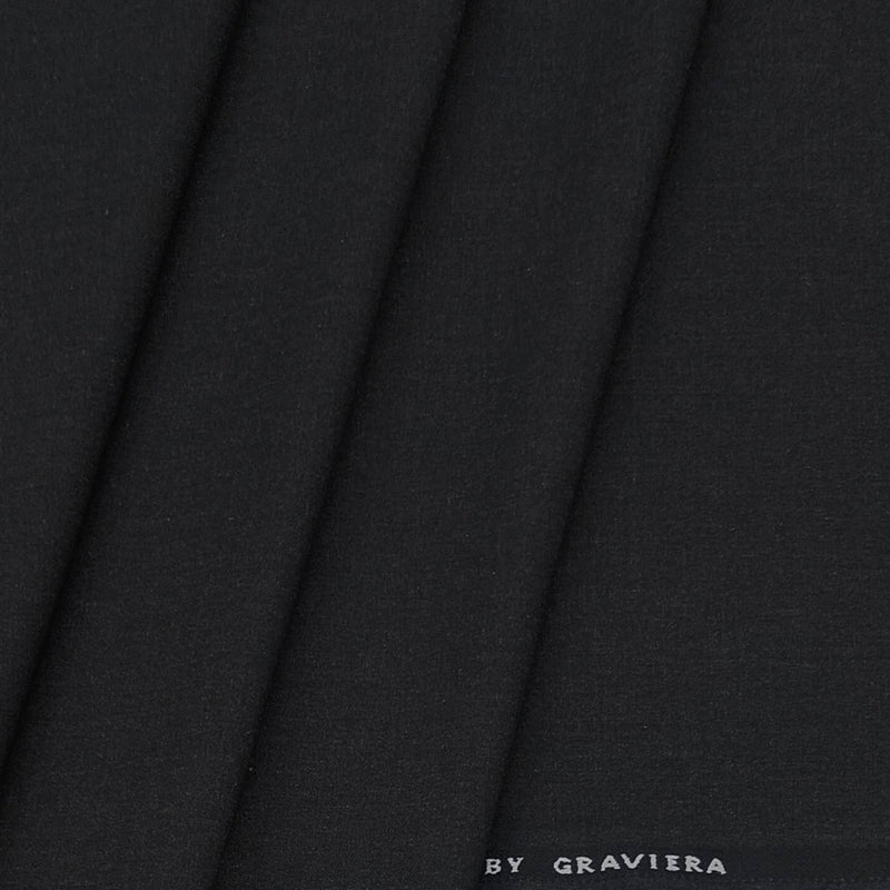 Trouser Fabric Graviera 4Way Lycra Premium Plain Colour Black